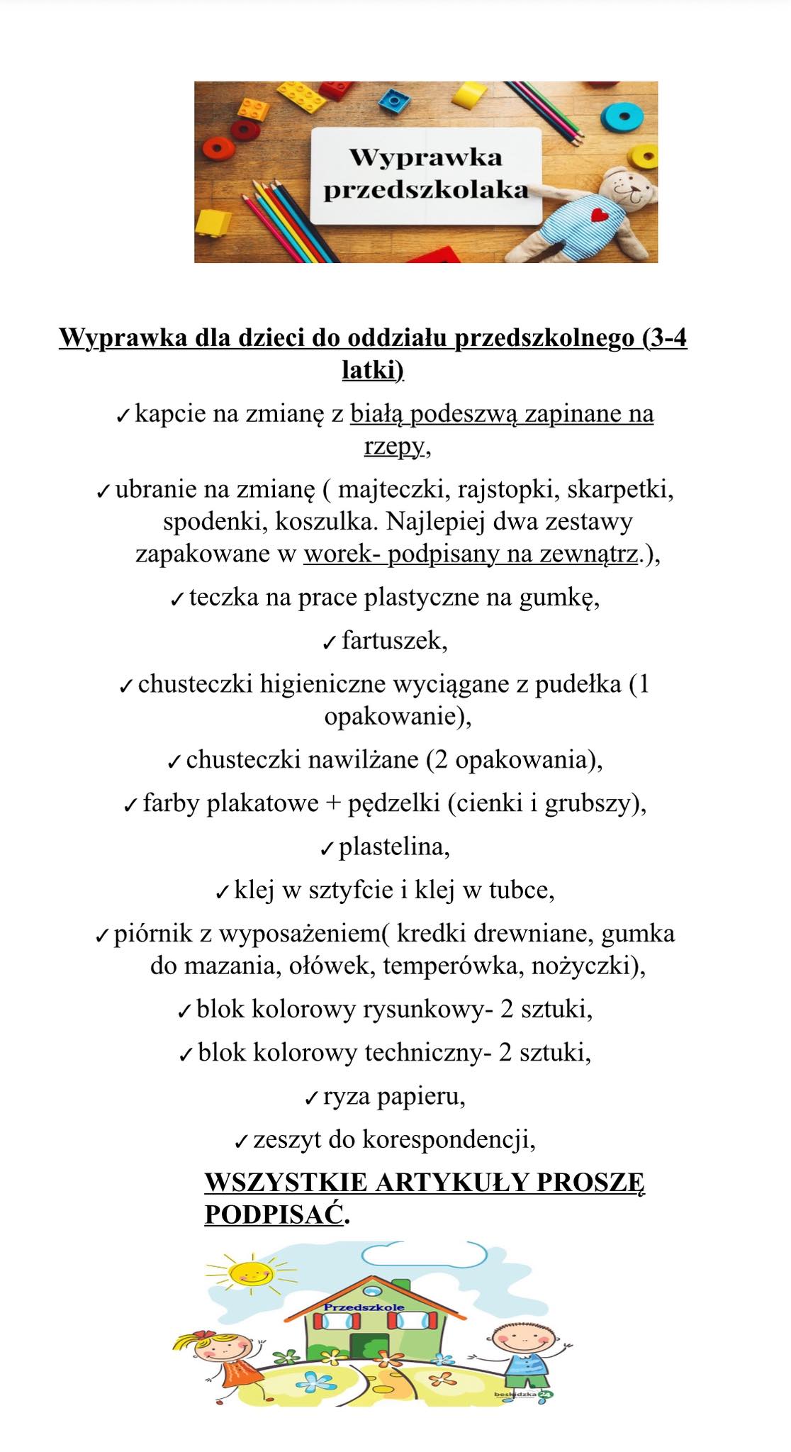 Wyprawka przedszkolaka