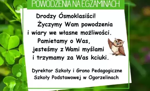ŻYCZENIA DLA ÓSMOKLASISTÓW