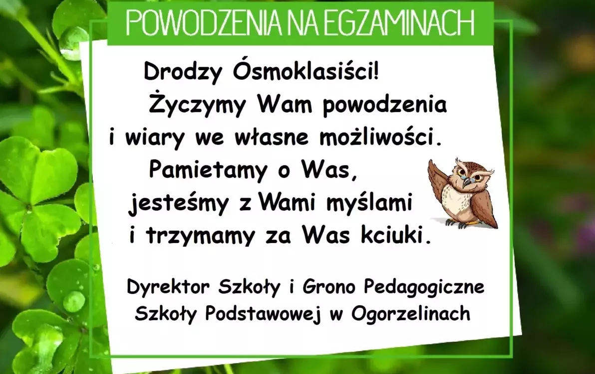 Zdjęcie do ŻYCZENIA DLA &Oacute;SMOKLASIST&Oacute;W